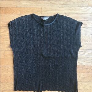 TanJay Black Textured Short Sleeve Top